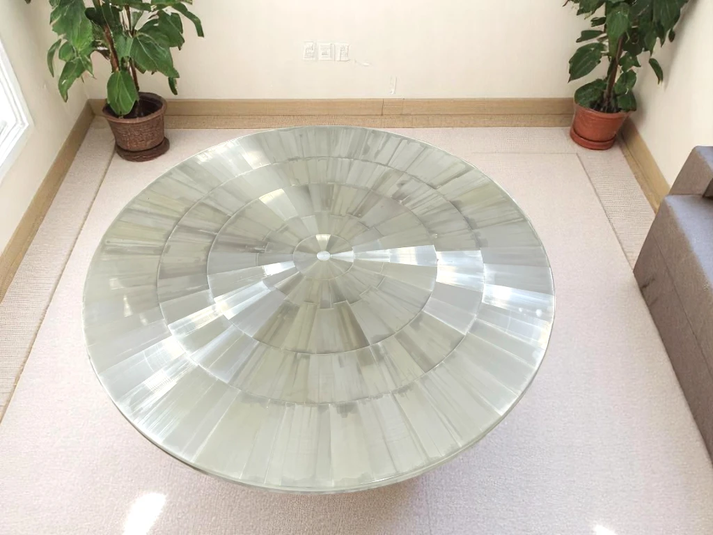 Selenite Coffee Table - Mosaic Sun Burst Pattern 